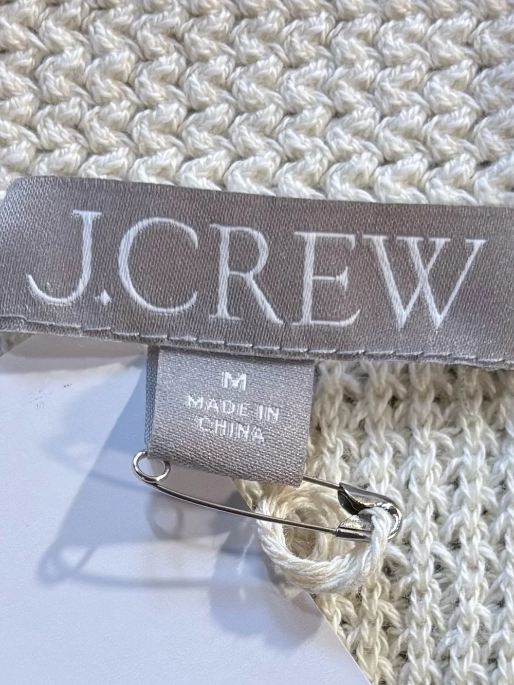 💥NWT J.Crew Photo Sample Striped Crochet Knit Sweater Shirt Cotton Sz M🧡